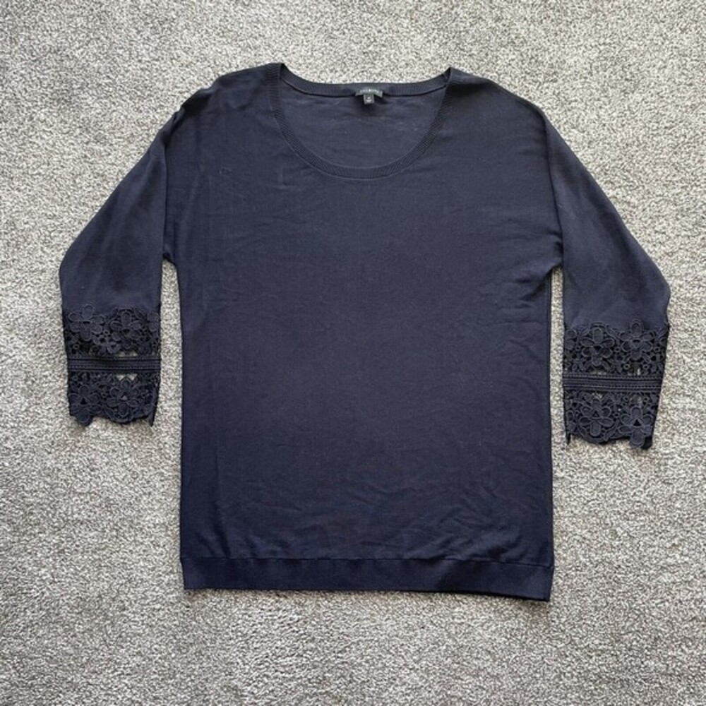 Talbots Oversized Knit Top Womens Size Medium Crochet Lace Trim Dolman Sleeve